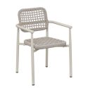 Fauteuil de terrasse SYRACUSE H46 empilable d'extérieur - Aluminium et textilène sable
