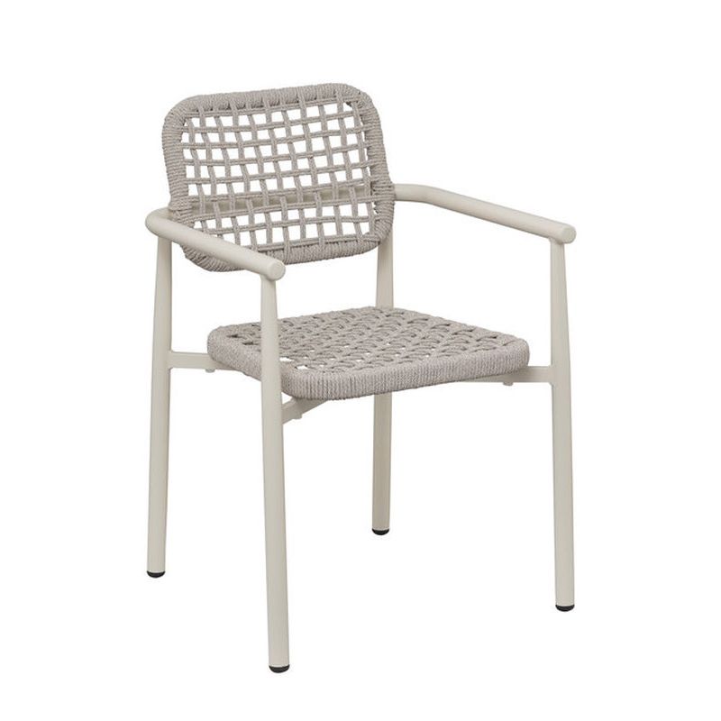 Fauteuil de terrasse SYRACUSE H46 empilable d'extérieur - Aluminium et textilène sable