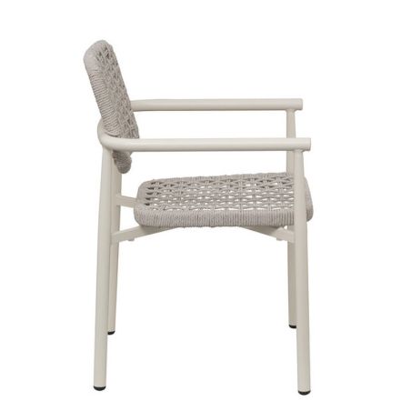 Fauteuil de terrasse SYRACUSE H46 empilable d'extérieur - Aluminium et textilène sable