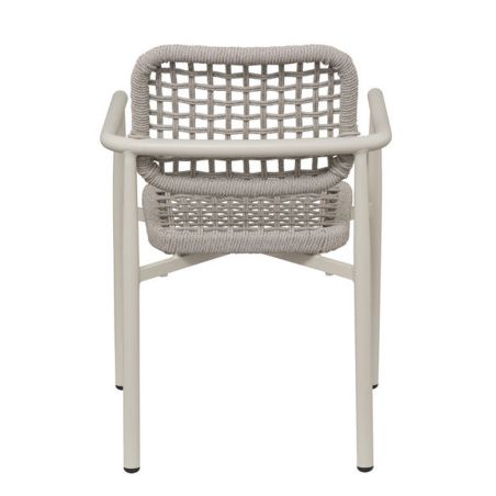 Fauteuil de terrasse SYRACUSE H46 empilable d'extérieur - Aluminium et textilène sable