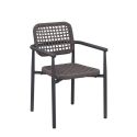 Fauteuil de terrasse SYRACUSE H46 empilable d'extérieur - Aluminium et textilène anthracite