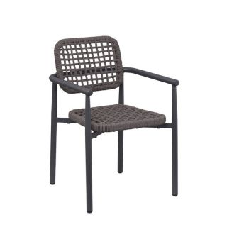 Fauteuil de terrasse SYRACUSE H46 empilable d'extérieur - Aluminium et textilène anthracite