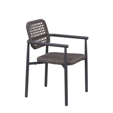 Fauteuil de terrasse SYRACUSE H46 empilable d'extérieur - Aluminium et textilène anthracite