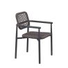 Fauteuil de terrasse SYRACUSE H46 empilable d'extérieur - Aluminium et textilène anthracite