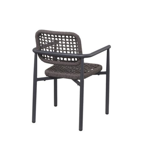 Fauteuil de terrasse SYRACUSE H46 empilable d'extérieur - Aluminium et textilène anthracite