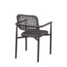 Fauteuil de terrasse SYRACUSE H46 empilable d'extérieur - Aluminium et textilène anthracite