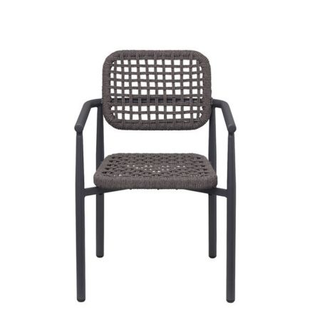 Fauteuil de terrasse SYRACUSE H46 empilable d'extérieur - Aluminium et textilène anthracite