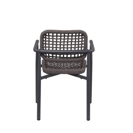 Fauteuil de terrasse SYRACUSE H46 empilable d'extérieur - Aluminium et textilène anthracite