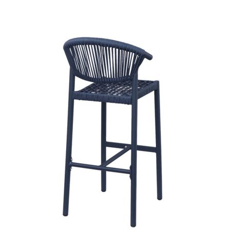Tabouret de bar ALICANTE H75 d'extérieur - Aluminium bleu foncé, polyéthylène bleu abysse