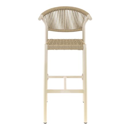 Tabouret de bar ALICANTE H75 d'extérieur - Aluminium et polyéthylène sable