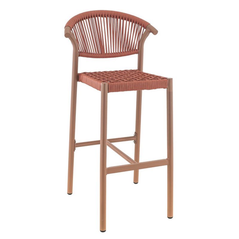 Tabouret de bar ALICANTE H75 d'extérieur - Aluminium et polyéthylène terra