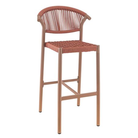 Tabouret de bar ALICANTE H75 d'extérieur - Aluminium et polyéthylène terra