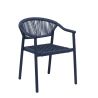 Fauteuil de terrasse DENIA H45 empilable d'extérieur - Aluminium bleu foncé, polyéthylène bleu abysse
