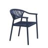 Fauteuil de terrasse DENIA H45 empilable d'extérieur - Aluminium bleu foncé, polyéthylène bleu abysse