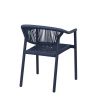 Fauteuil de terrasse DENIA H45 empilable d'extérieur - Aluminium bleu foncé, polyéthylène bleu abysse