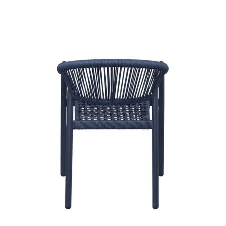 Fauteuil de terrasse DENIA H45 empilable d'extérieur - Aluminium bleu foncé, polyéthylène bleu abysse