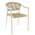 Fauteuil de terrasse DENIA H45 empilable d'extérieur - Aluminium et polyéthylène sable