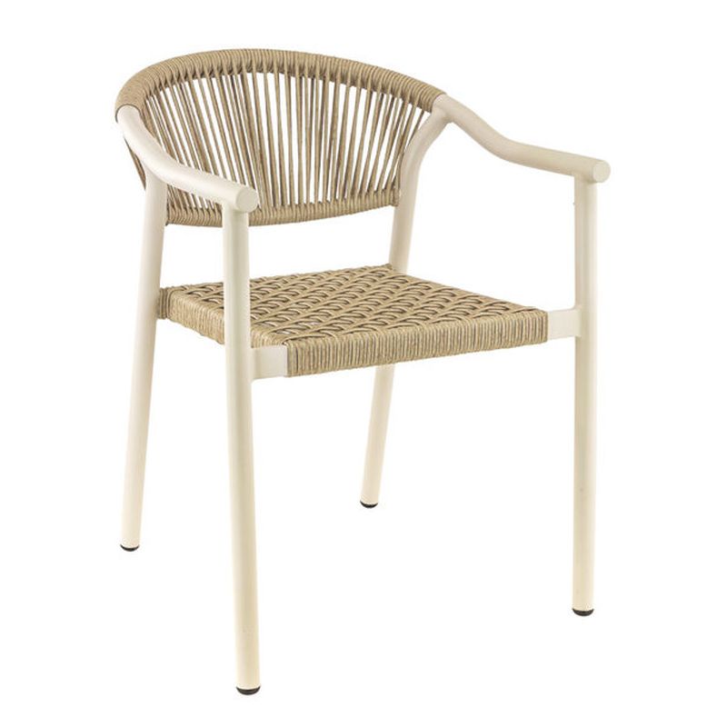 Fauteuil de terrasse DENIA H45 empilable d'extérieur - Aluminium et polyéthylène sable