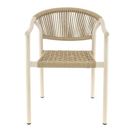 Fauteuil de terrasse DENIA H45 empilable d'extérieur - Aluminium et polyéthylène sable