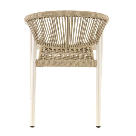 Fauteuil de terrasse DENIA H45 empilable d'extérieur - Aluminium et polyéthylène sable