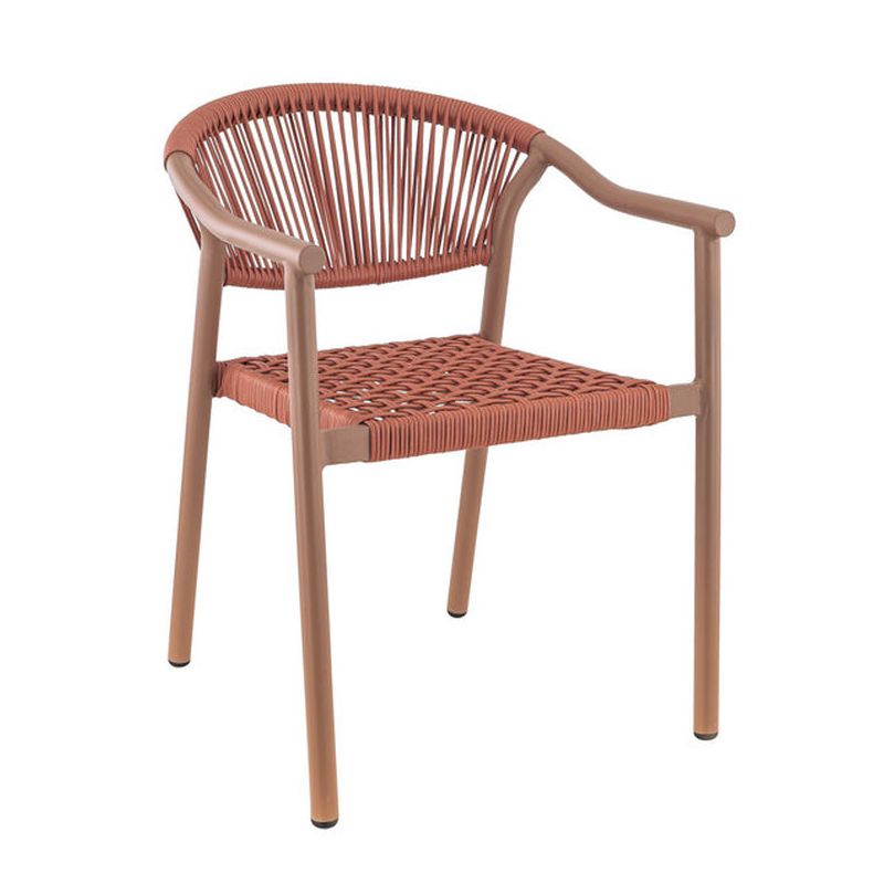 Fauteuil de terrasse DENIA H45 empilable d'extérieur - Aluminium et polyéthylène terra