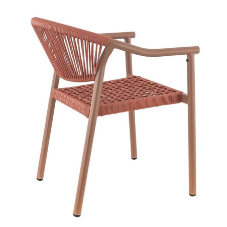 Fauteuil de terrasse DENIA H45 empilable d'extérieur - Aluminium et polyéthylène terra