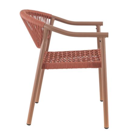 Fauteuil de terrasse DENIA H45 empilable d'extérieur - Aluminium et polyéthylène terra