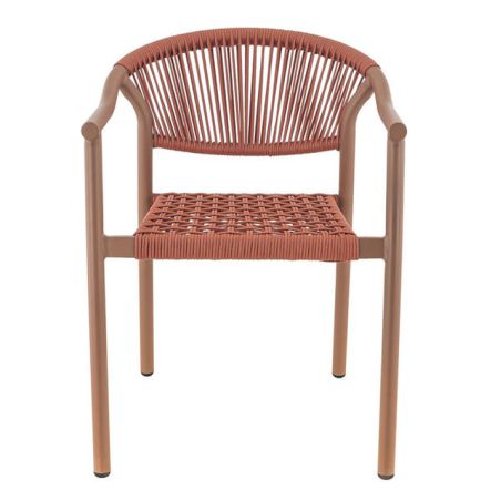Fauteuil de terrasse DENIA H45 empilable d'extérieur - Aluminium et polyéthylène terra