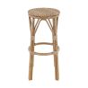 Tabouret de bar LAVAL H76 d'extérieur - Aluminium effet bambou caramel, tressage PE imitation rotin noisette