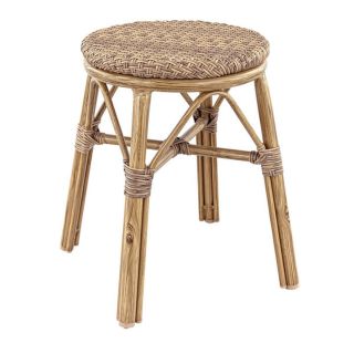 Tabouret de cuisine BREST H45 empilable d'extérieur - Aluminium effet bambou caramel, tressage PE imitation rotin noisette