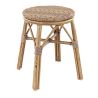 Tabouret de cuisine BREST H45 empilable d'extérieur - Aluminium effet bambou caramel, tressage PE imitation rotin noisette