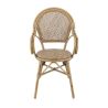 Fauteuil de terrasse ROCHELLE H45 empilable d'extérieur - Aluminium effet bambou caramel, tressage PE imitation rotin noisette