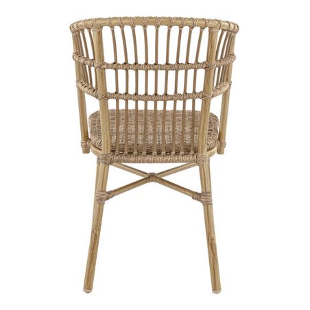Chaise de terrasse ORLEANS H45 empilable d'extérieur - Aluminium effet bambou caramel, tressage PE imitation rotin noisette