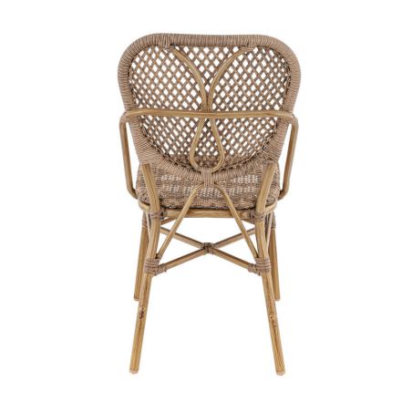 Chaise de terrasse DAX H46 empilable d'extérieur - Aluminium effet bambou caramel, tressage PE imitation rotin noisette