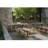 Chaise de terrasse DAX H46 empilable d'extérieur - Aluminium effet bambou caramel, tressage PE imitation rotin noisette