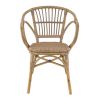Fauteuil de terrasse METZ H44 empilable d'extérieur - Aluminium effet bambou caramel, tressage PE imitation rotin noisette
