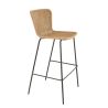 Tabouret de bar LOYD H77 empilable d'extérieur - Métal noir, tressage PE imitation rotin naturel