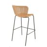 Tabouret de bar LOYD H77 empilable d'extérieur - Métal noir, tressage PE imitation rotin naturel