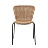 Chaise de terrasse LOOM H48 empilable d'extérieur - Métal noir, tressage PE imitation rotin naturel