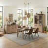 Salle à manger complète TREVOR en décor chêne clair avec vitrine