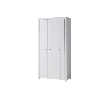 Armoire 2 portes ALCESTE - Pin massif, blanc
