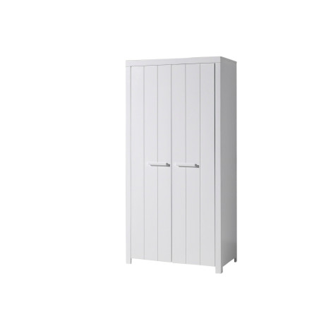 Armoire 2 portes ALCESTE - Pin massif, blanc