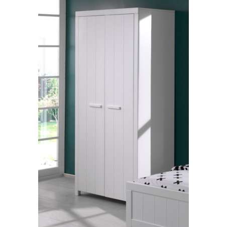 Armoire 2 portes ALCESTE - Pin massif, blanc