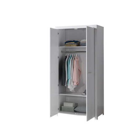 Armoire 2 portes ALCESTE - Pin massif, blanc