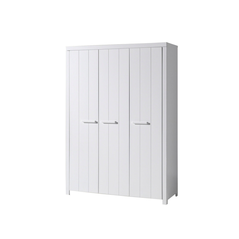 Armoire 3 portes ALCESTE - Pin massif, blanc