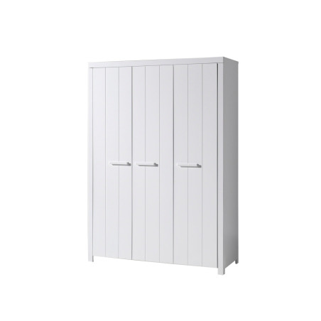 Armoire 3 portes ALCESTE - Pin massif, blanc