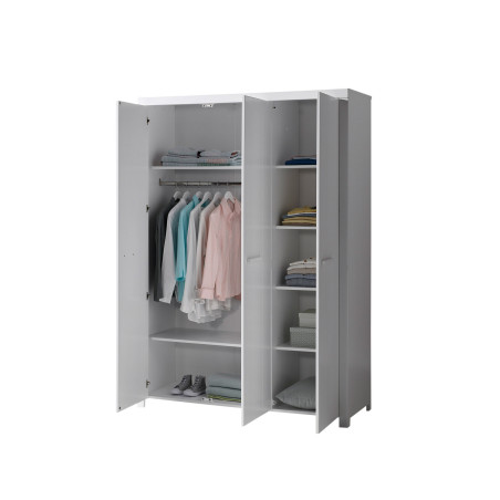 Armoire 3 portes ALCESTE - Pin massif, blanc