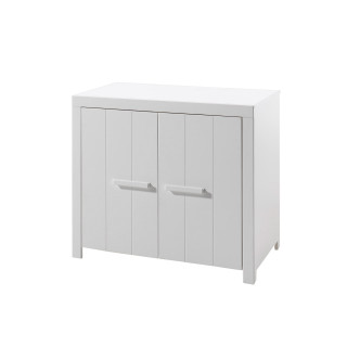 Commode 2 portes ALCESTE - Pin massif, blanc