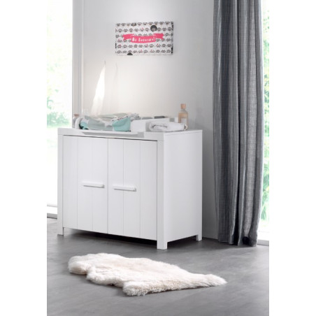 Commode 2 portes ALCESTE - Pin massif, blanc