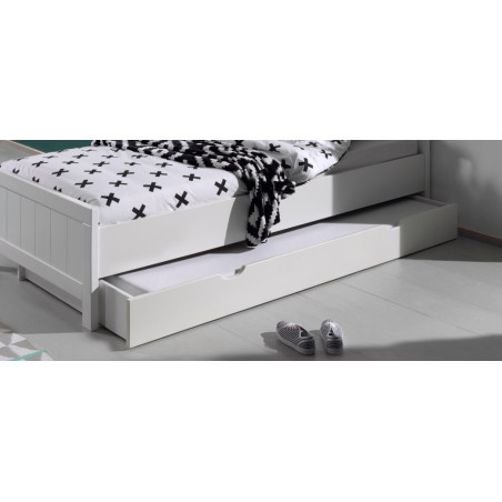 Lit gigogne ALCESTE 90 x 190 cm - Pin massif, blanc